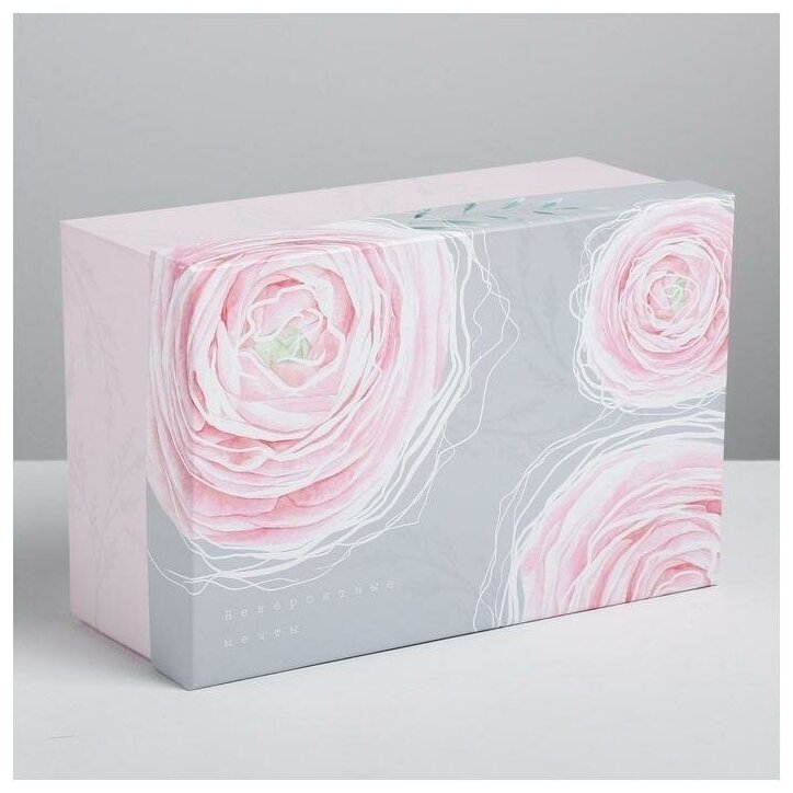 Коробка прямоугольная «Цветы» 28 × 18.5 × 11.5 см