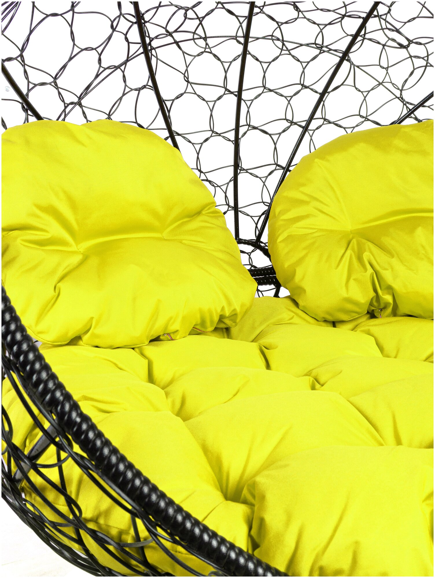 Кресло чёрное M-Group Апельсин ротанг, 11520411 желтая подушка - фотография № 11