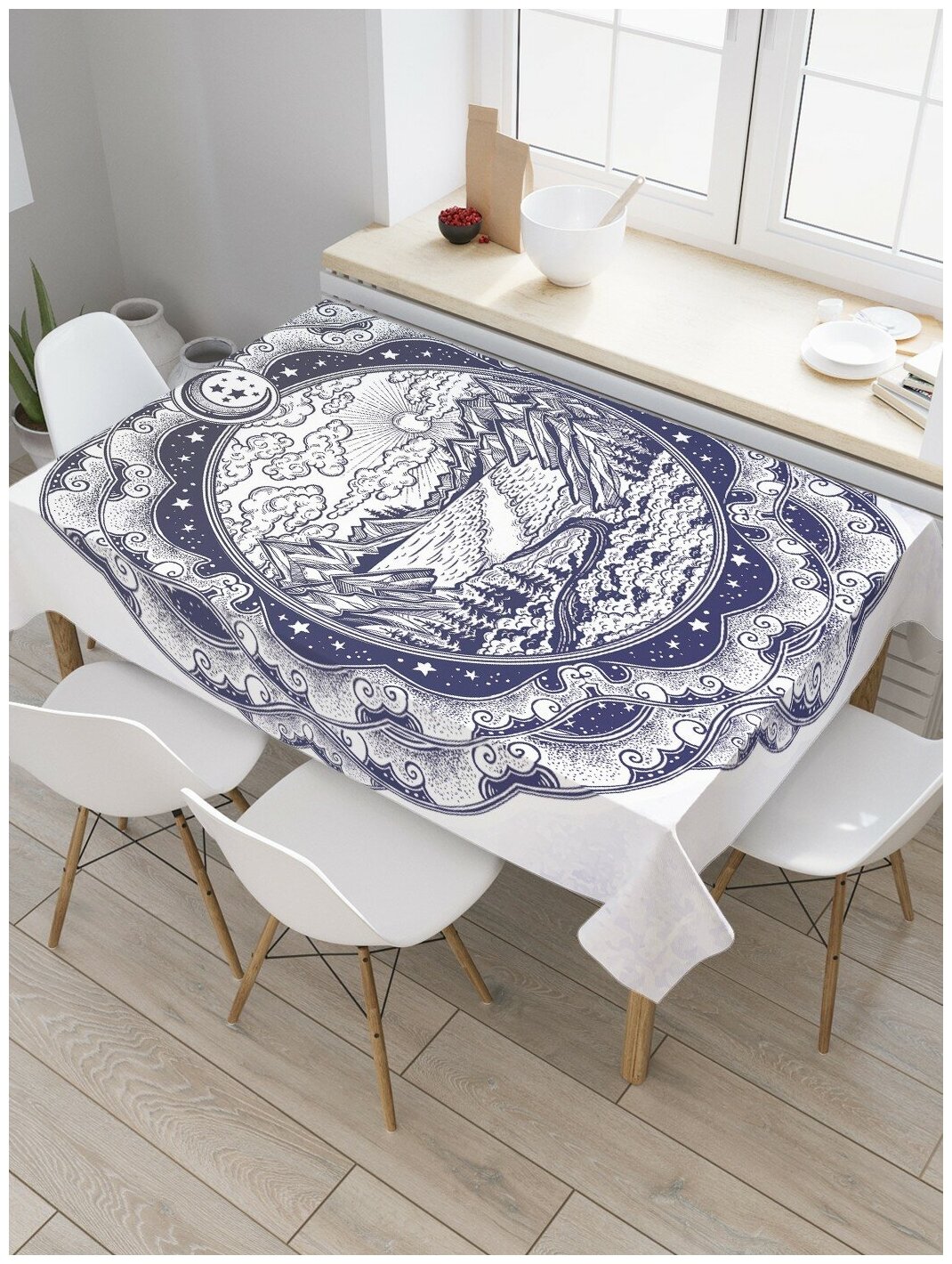 Скатерть прямоугольная JoyArty на кухонный стол "Сила природы" из оксфорда, 120x145 см