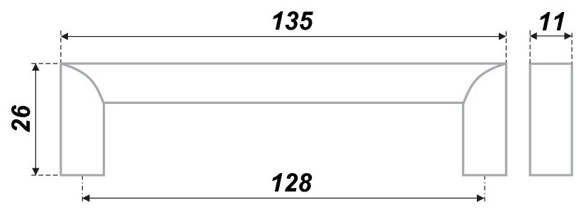 Ручка мебельная RS052SC.4/128, 135*11*26мм, матовый хром - фотография № 3