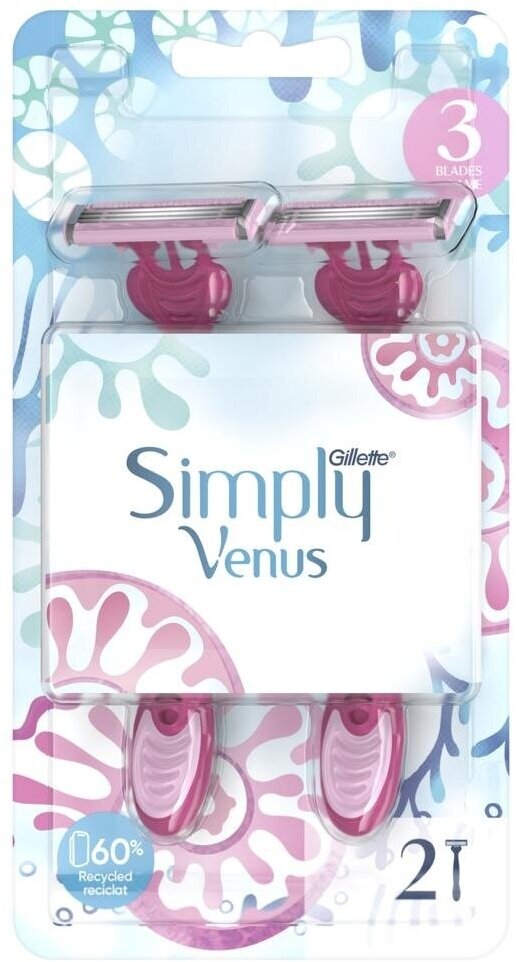 Одноразовые станки Venus Simply 3 Basic, 3 лезвия, 2 шт