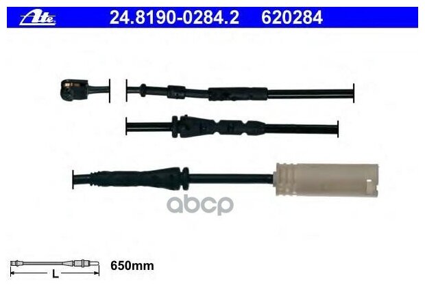 ATE 24.8190-0284.2 Датчик износа зад.колодок BMW 1,3 E87, E81, E90 650мм