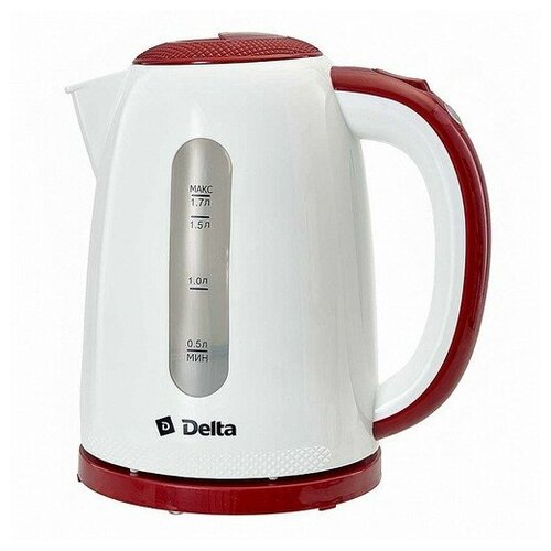 фото Электрические чайники delta dl-1106 белый с бордовым