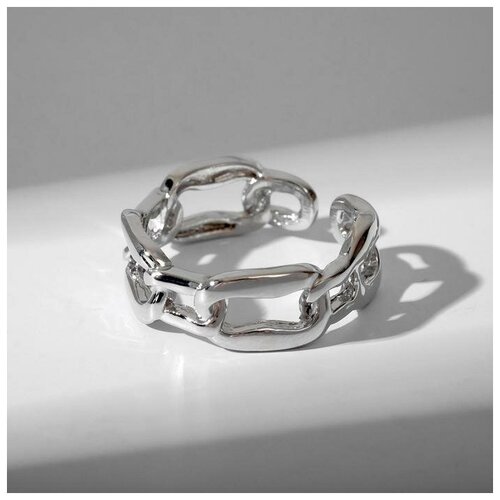 Кольцо Звенья тренд, цвет серебро, безразмерное otokodesign кольцо звенья 4 56466 размер без размера