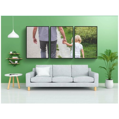 фото Набор модулных постеров для интерьера "папа, дочь, холдинг руки" 60x90 см. в тубусе, без рамки lotsprints