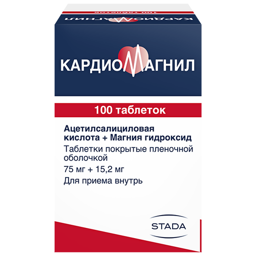 Кардиомагнил таб. п/о плен., 75 мг+15.2 мг, 100 шт.