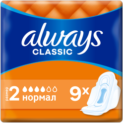 Always прокладки Classic Normal, 4 капли, 9 шт.