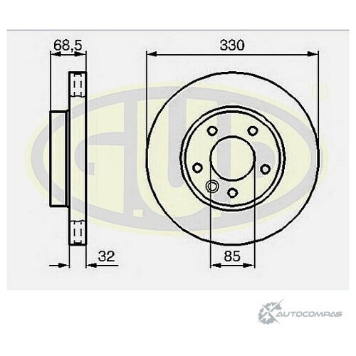 Диск Тормозной Audi Q7/Prs Cayenne/Vw Touareg Перед Вент R (D=330mm) G.U.D арт. GDB132118