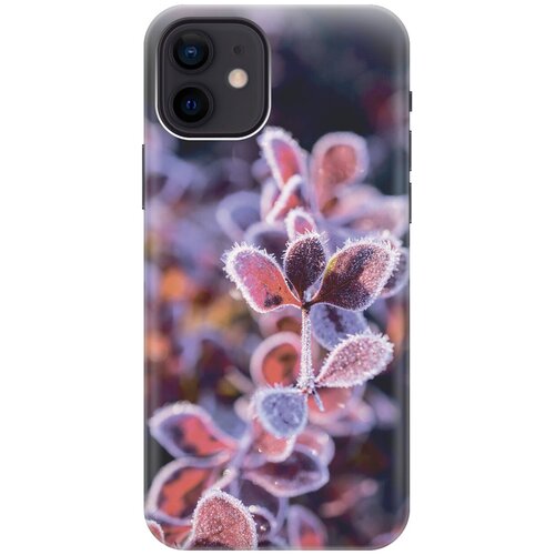 фото Силиконовый чехол на apple iphone 12 / 12 pro / эпл айфон 12 / 12 про с принтом "иней на листочках gosso