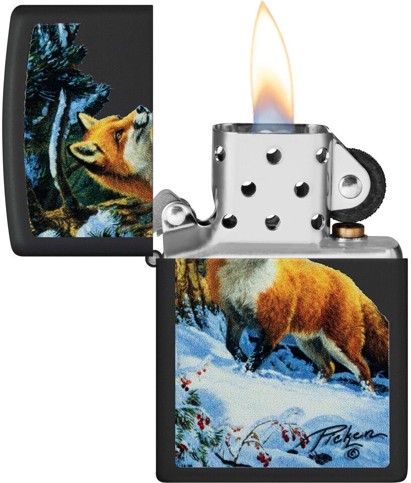 Зажигалка Zippo Linda Picken Черный/Лисица - фотография № 2