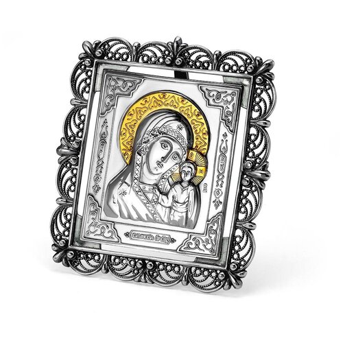 икона казанская божия матерь размер 28х34 Иконаказанская божия матерь Красная Пресня серебро 925 пробы, покрытие - оксидирование, выборочное золочение, без вставок