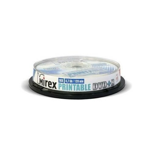 Диск Dvd+r Mirex 4.7 Gb, 16x, Cake Box (10), Ink Printable (10/300)