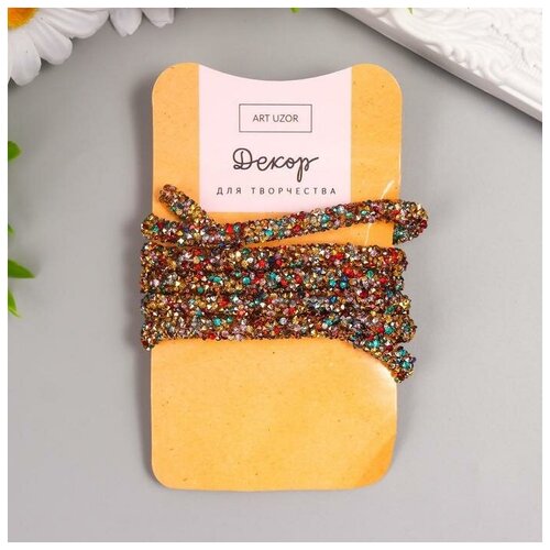 фото Тесьма клеевая "кристаллы разноцветные" намотка 1 метр qwen