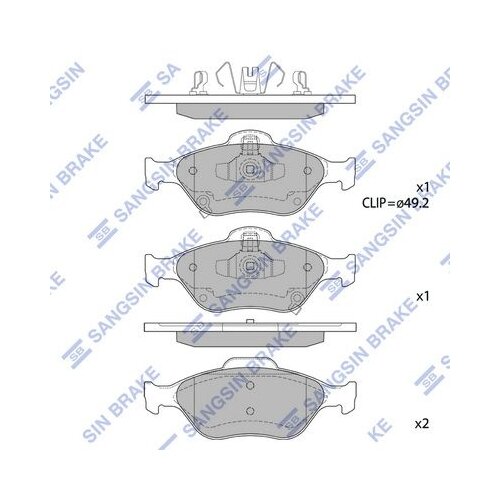 Дисковые тормозные колодки передние SANGSIN BRAKE SP1631 для Daihatsu Charade, Toyota Yaris, Toyota Vios (4 шт.)