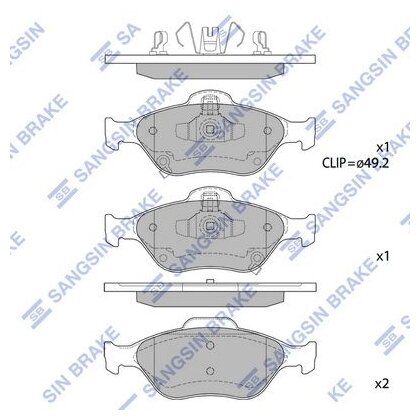 Дисковые тормозные колодки передние SANGSIN BRAKE SP1631 для Toyota Yaris Daihatsu Charade Toyota Vios (4 шт.)