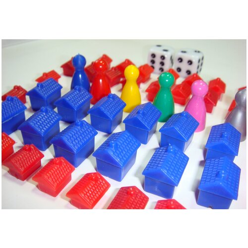 Комплект домиков, фишек и кубиков для игры Монополия