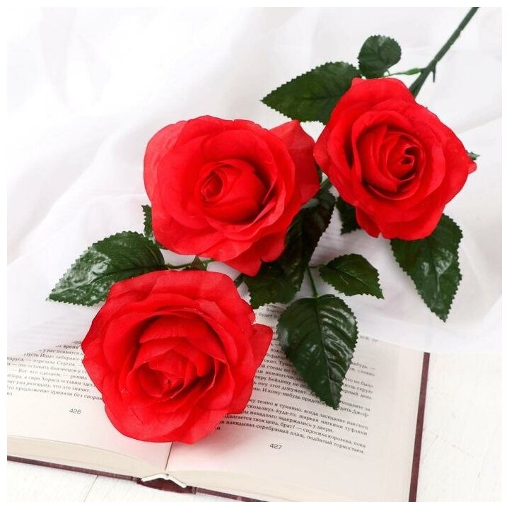 Цветы искусственные "Роза Жанна" 10х61 см, красный 2578225