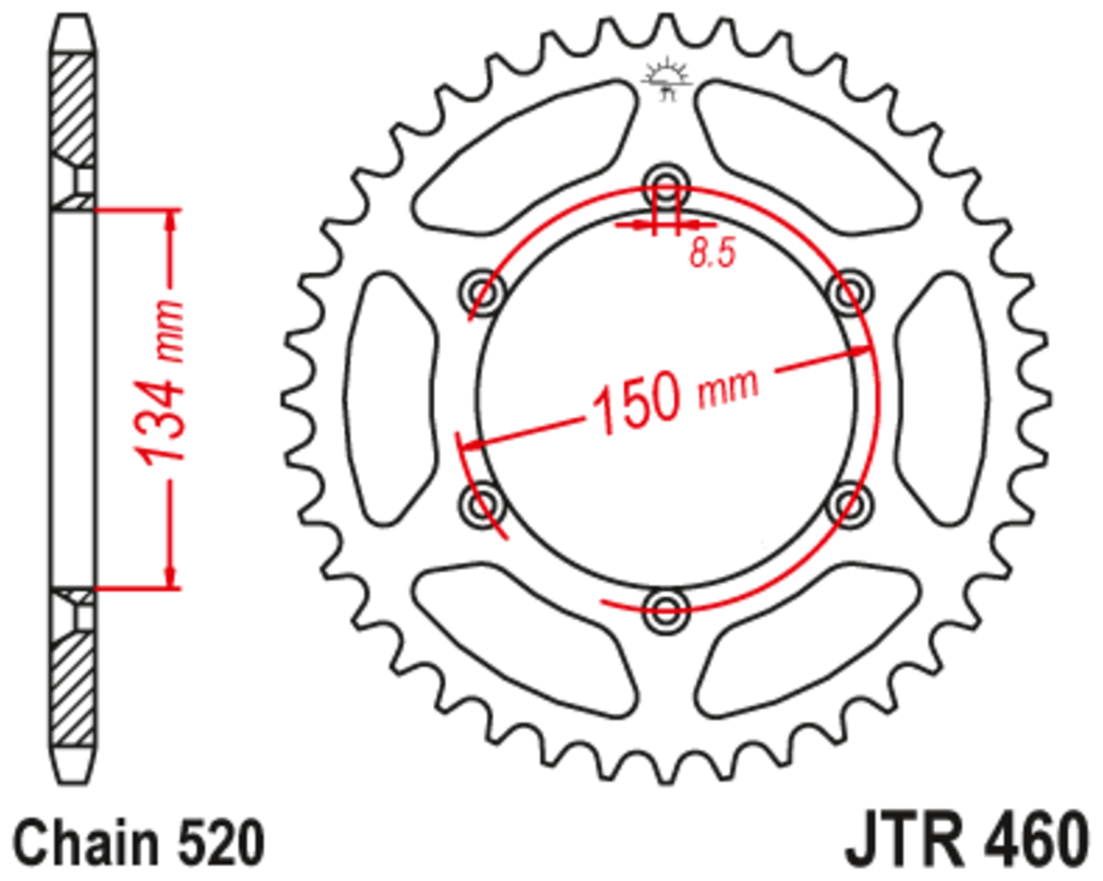 Звезда задняя (ведомая),(сталь) JT 460.46