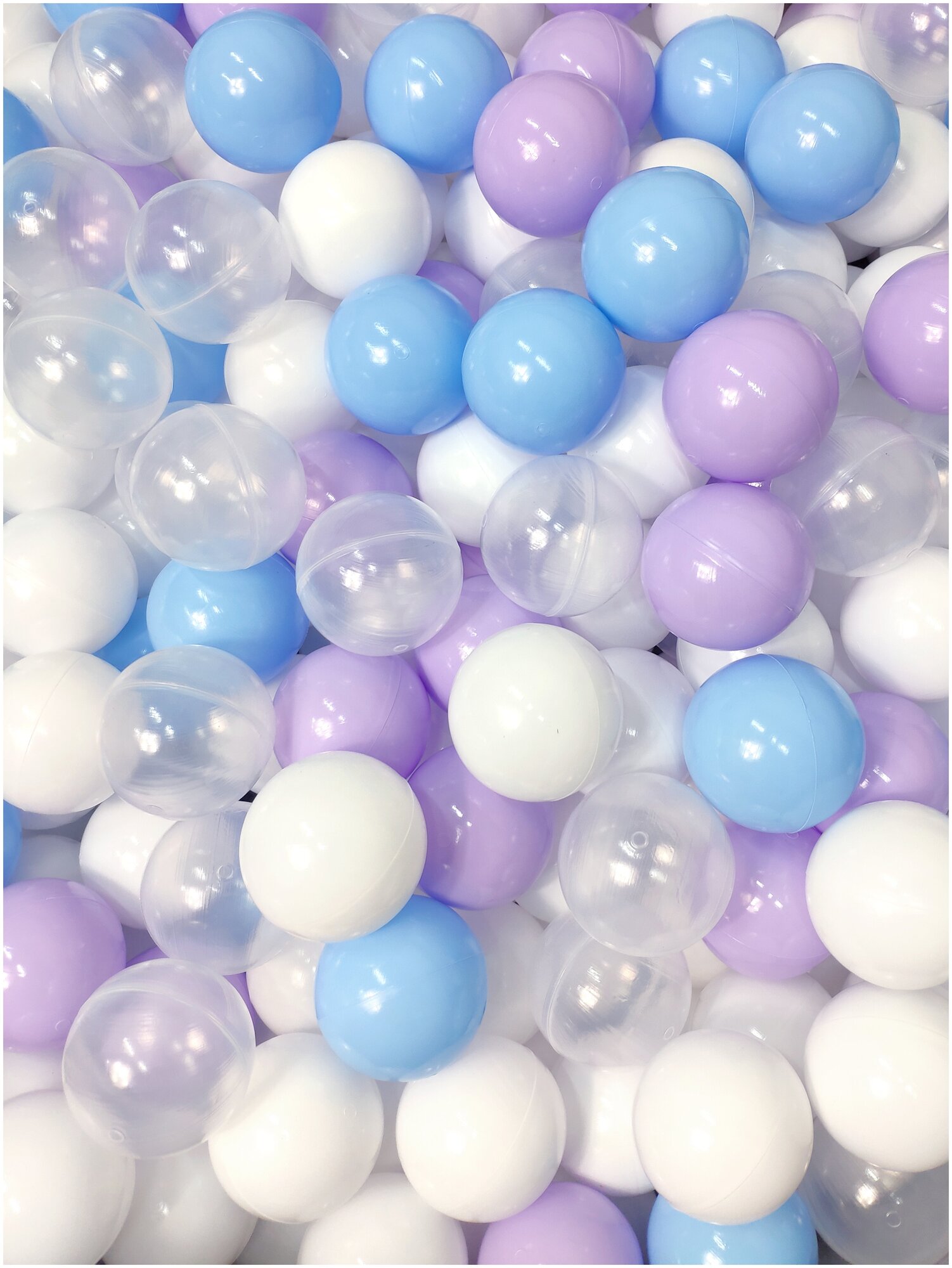 Шарики для сухого бассейна Лавандовая пена 100 шт диаметр 7 см: голубой, прозрачный, лавандовый, белый (sbh159-100)