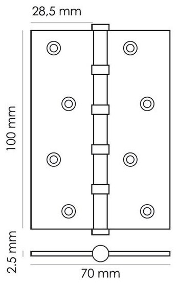 петля дверная универсальная MORELLI MS 100X70X2.5-4BB SC матовый хром - фото №8