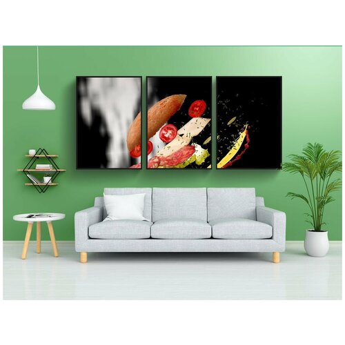 фото Набор модулных постеров для интерьера "бутерброд, еда, летающая еда" 60x90 см. в тубусе, без рамки lotsprints