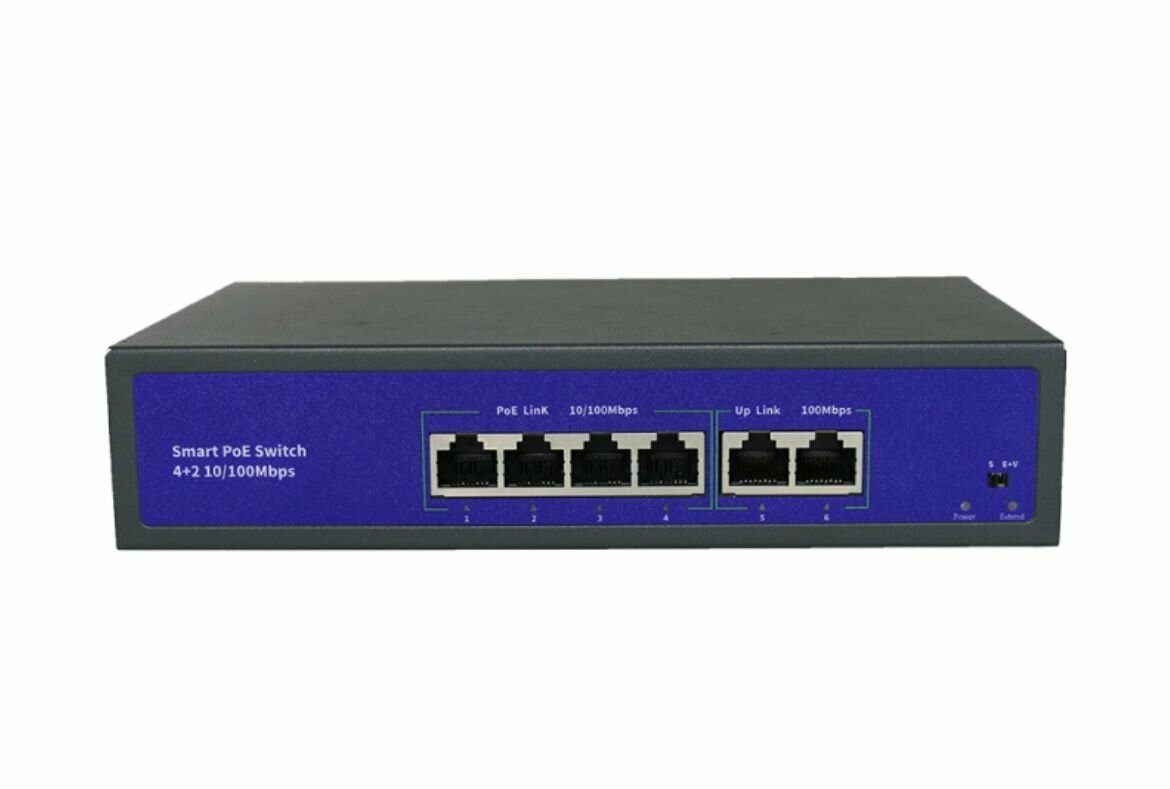 PoE Коммутатор ART-104 6 портов: 4 с PoE + 2RJ45(UpLink) 78Вт