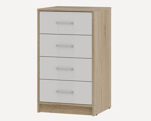 Изображение товара Комод BTS Мия КМ-02, 4 ящика, роликовые направляющие, ЛДСП, цвет сонома, белый
