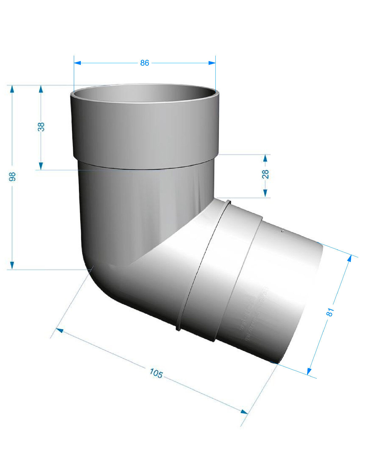 Колено водосточной трубы дёке Премиум 72 градуса, диаметр 85мм, шоколад (RAL8019)