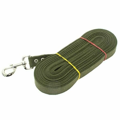 Поводок брезентовый для собак, темно-зеленый, 25мм 10 м, 1 шт.