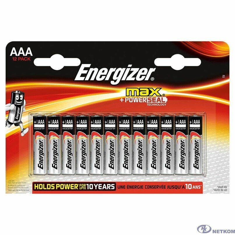 Батарейка Energizer, Max, E92, AAA, мизинчиковая, 12 шт.