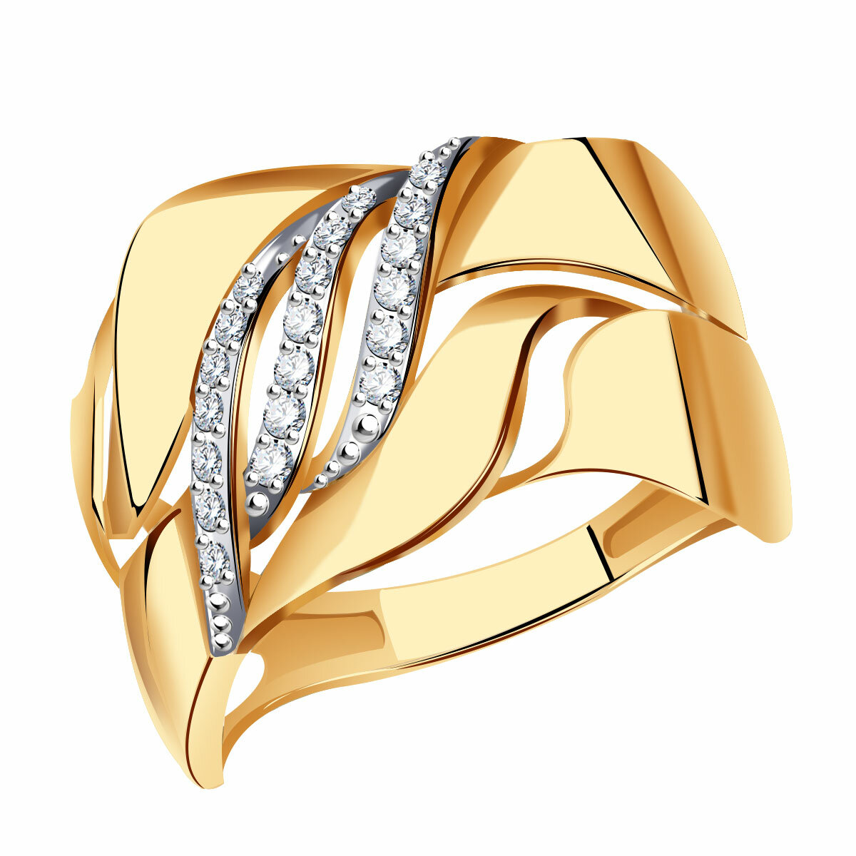 Кольцо АЛЕКСАНДРА, золото, 585 проба, фианит