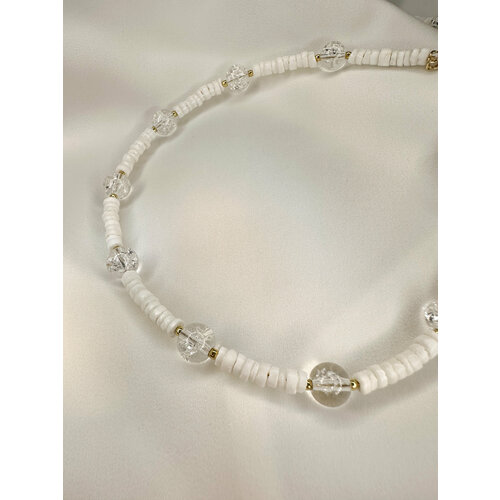 Чокер, ракушка, стекло, белый