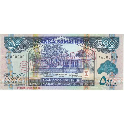 Сомалиленд 500 шиллингов 1994 г. (образец) уганда 1000 шиллингов 1994 unc