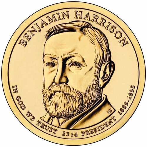 (23p) Монета США 2012 год 1 доллар Бенджамин Гаррисон 2012 год Латунь UNC