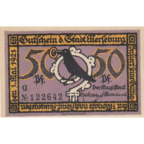 Германия (Веймарская Республика) Мерзебург 50 пфеннигов 1921 г. (G) (2) германия веймарская республика мерзебург 20 пфеннигов 1921 г