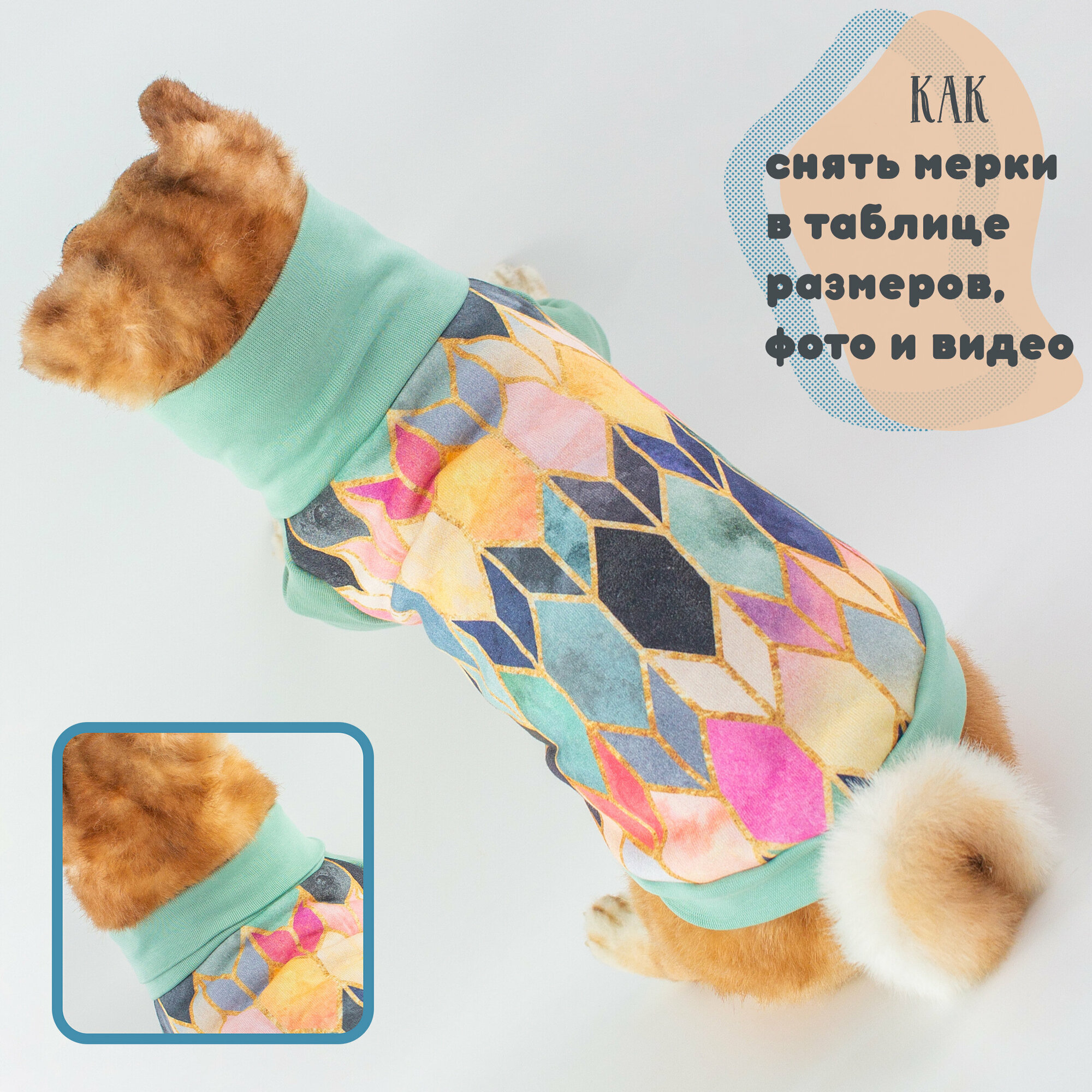 Тёплая кофта для собак Элегантный Кот, Мятные Сладости , размер XXL - фотография № 5