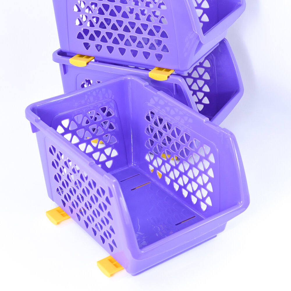 Корзины для хранения, набор 3 шт. по 10 л. (цвет фиолетовый) - фотография № 3