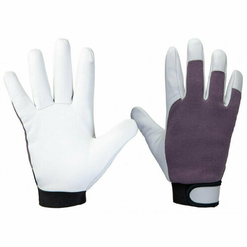 Перчатки рабочие JetaSafety JLE305 кожаные черные/белые (размер 9, L), 1420360 перчатки кожаные перфорация moteq crossfire размер l цвет черный