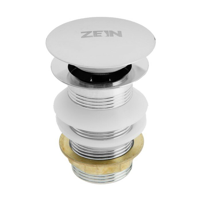 Донный клапан ZEIN B2, большая кнопка, нержавеющая сталь, хром - фотография № 1