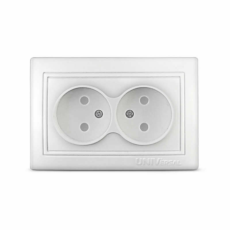 Розетка 2-м СП Севиль 16А IP22 защ. шторки без заземл. бел. С0048 Universal - фото №1