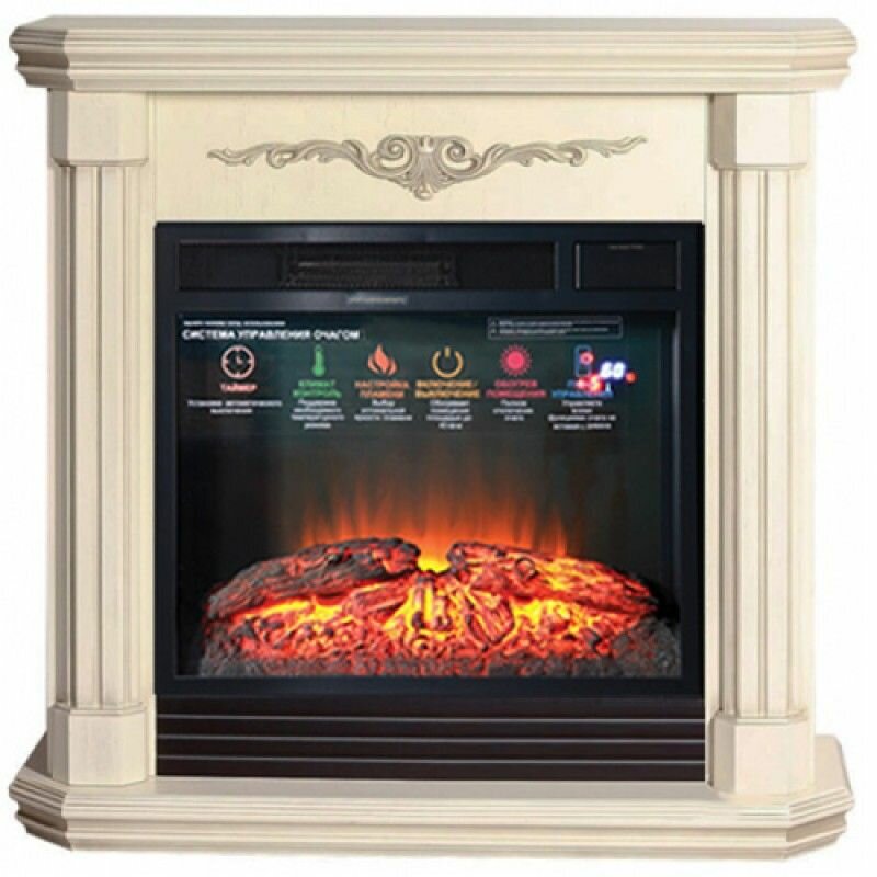 фото Электрический камин Inter Flame Виелтон (Бежевый с з. патиной) с очагом Foton 23