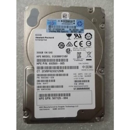 Жесткий диск HP 693569-005 300Gb SAS 25 HDD 3011000₽