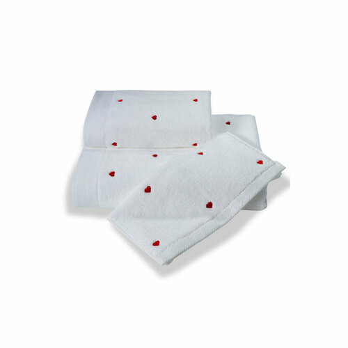Полотенца Soft cotton Полотенце Love цвет: белый, красный (75х150 см)