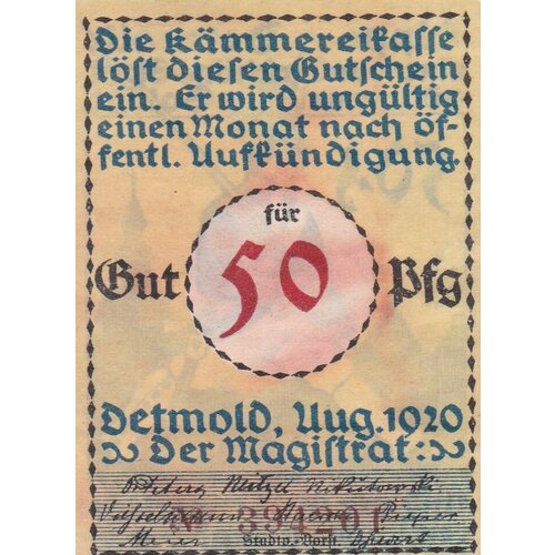 Германия (Веймарская Республика) Липпе-Детмольд 50 пфеннигов 1920 г. (Вид 2) (3) германия веймарская республика липпе детмольд 25 пфеннигов 1920 г 4