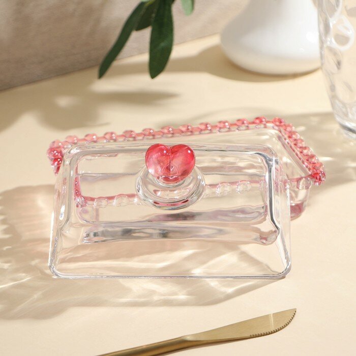 Маслёнка SKYPHOS «Розе», стеклянная, 17×10,5 см.