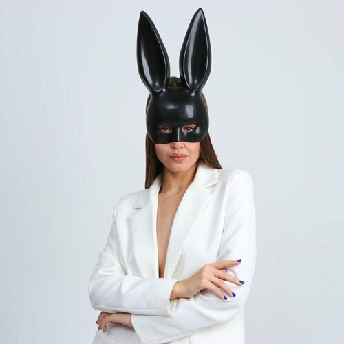 фото Маска «зайка» чёрная, матовая (комплект из 5 шт) страна карнавалия