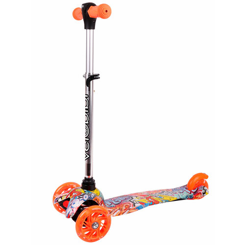 фото Самокат 3-х колес.(51*11)кол.11/7,6см пу со свет, фонарик, в пакете граффити (арт. cr-s4-06pr/gf) тм: рыжий кот