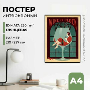 Постер/Постеры для интерьера "Плакат винтажный" бумага глянцевая, размер 20 см х 30 см.