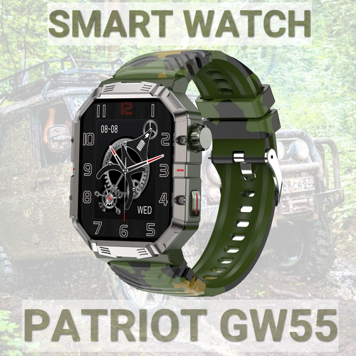 Смарт часы Smart Watch Patriot GW55 зелено-черный камуфляж черный, зелёный, зеленый