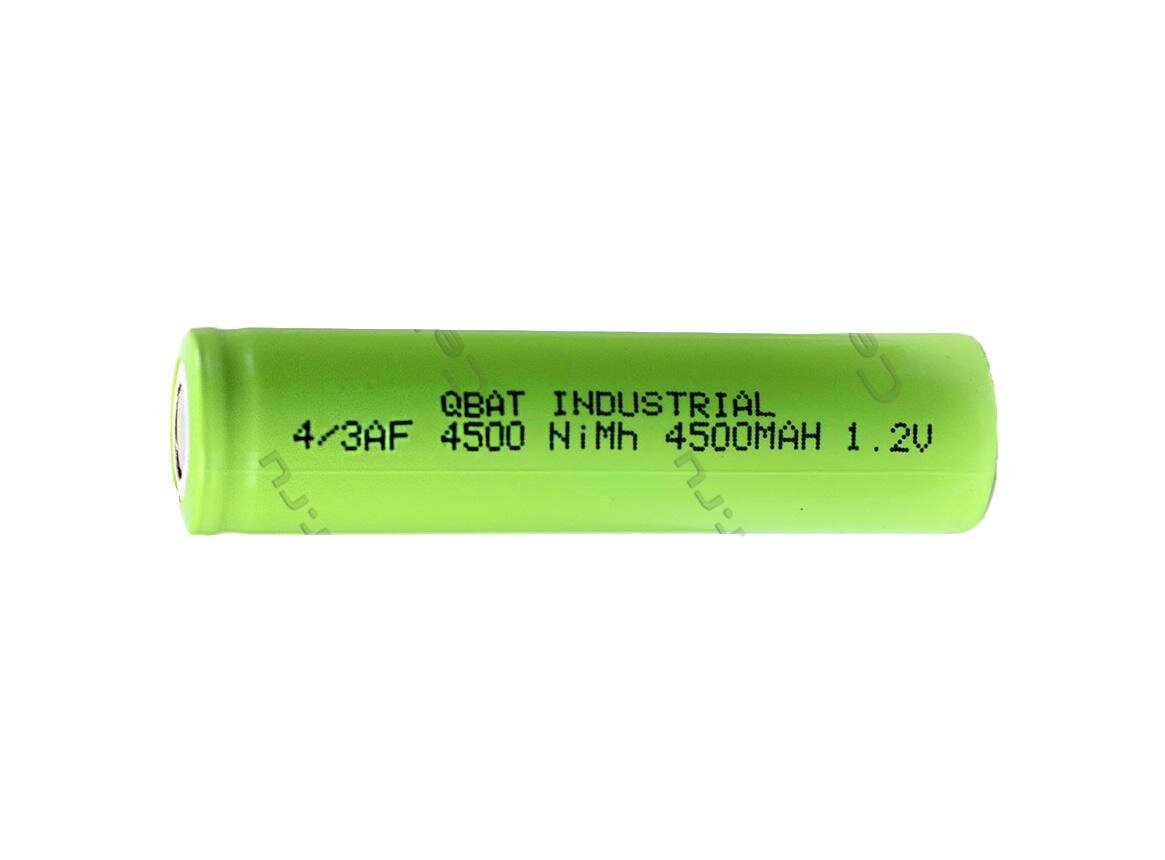 Аккумулятор Qbat 4/3AF Industrial H-4/3AF4500 Ni-Mh 4500mAh 1.2v (d18mm*67mm), 1шт.